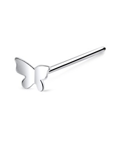 Butterfly Shaped Silver Straight Nose Stud NSKA-130